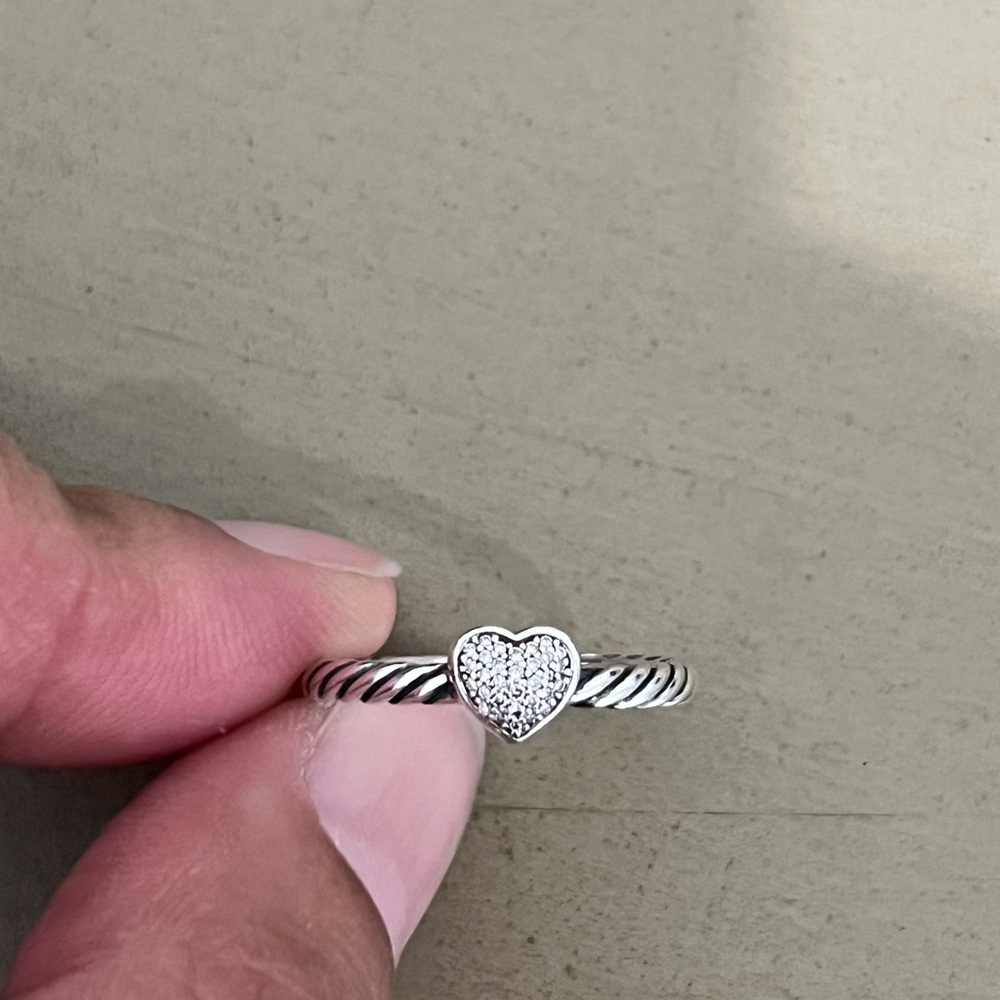 David Yurman Silver Heart Ring with Diamonds